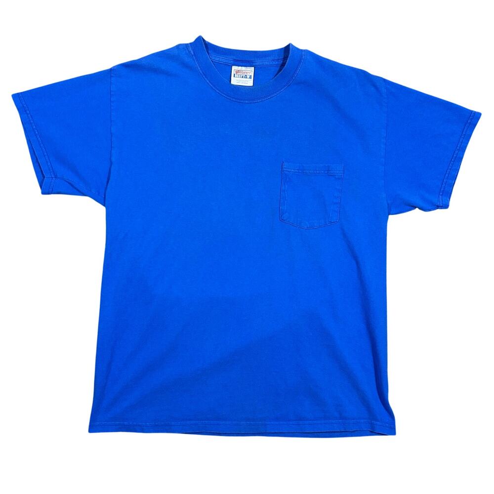 Vintage Hanes Pocket Tee Men’s Large Blue Blank T-Shirt Essential Short Sleeve